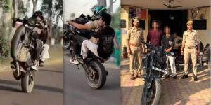 सड़क पर स्टंटबाजी करने वाले दो युवक गिरफ्तार, बाइक सीज